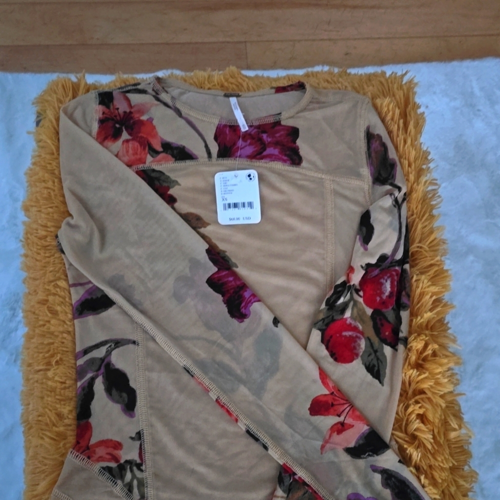 Free People Shirt Womens Extra Small Bettys Garden Mesh Floral Western NWT
